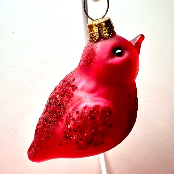 Polish Glass Red Bird Christmas Ornament Cardinal Robin Nature Hand Painted - Picture 9 of 12